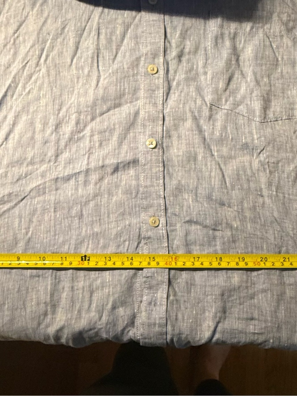 100% Linen Light Blue Button-Down Shirt - Picture 9 of 9